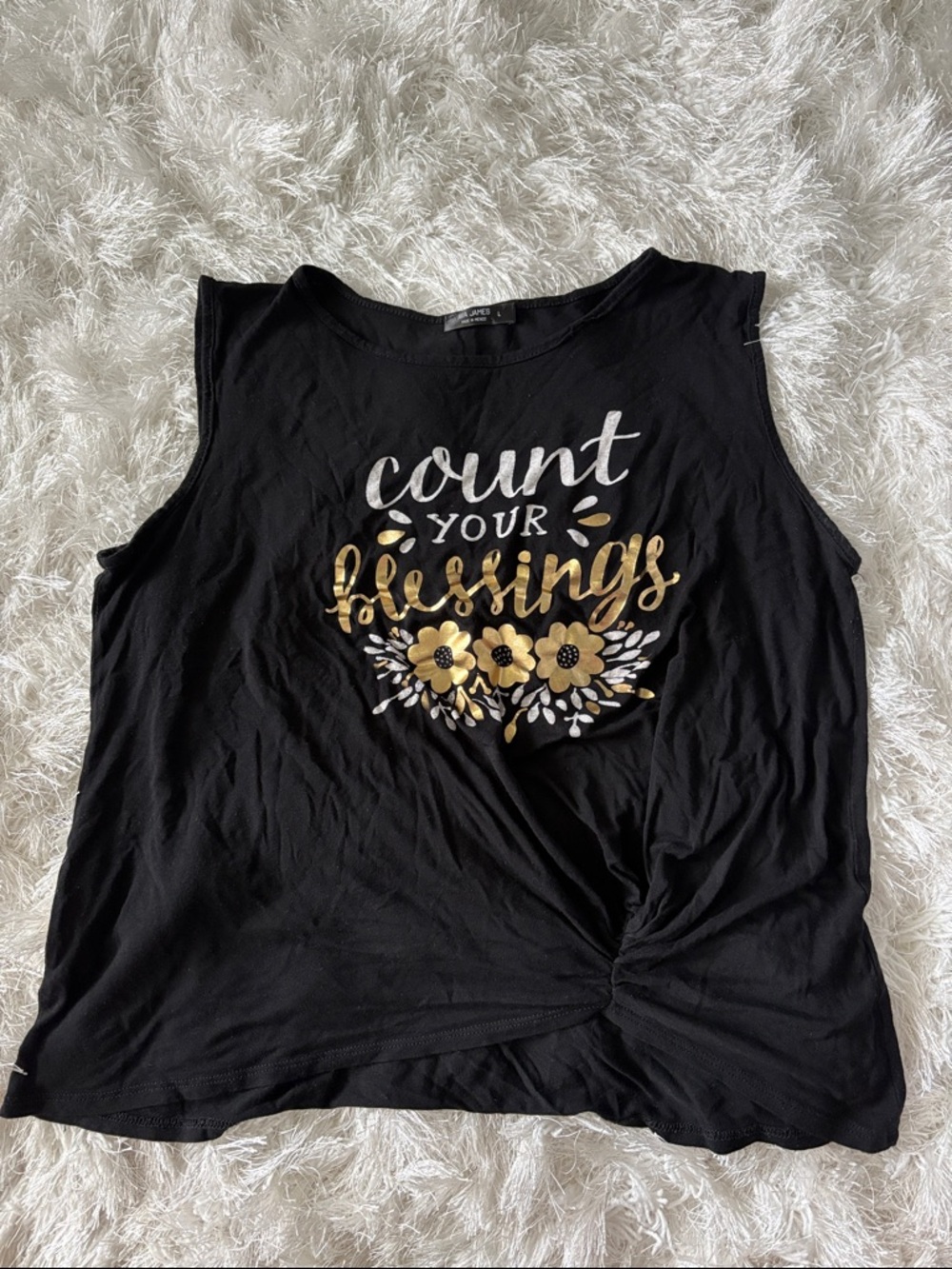 Count Your Blessings Graphic Tank Top - Black